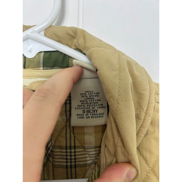 Vintage LL Bean Quilted Khaki Plaid Insulated Barn Coat Size Small - Picture 12 of 12